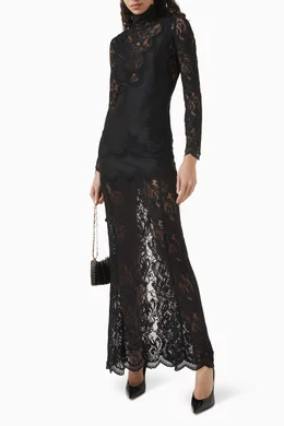 Buy Rabanne Black Panel Maxi Dress in Lace & Jersey For Women Online |  Ounass Saudi