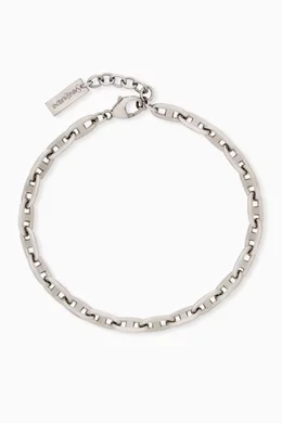 Buy SAINT LAURENT Grey Anchor-chain Bracelet in Silver-tone Metal