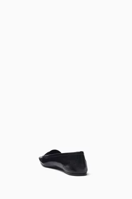 Buy SAINT LAURENT Black Poppy Ballet Flats in Leather For