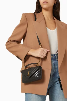 Buy SAINT LAURENT Black Mini College Chain Quilted Shoulder Bag in