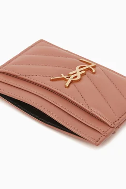 Buy SAINT LAURENT Pink Cassandre Matelassé Card Case in Lambskin