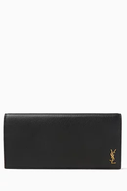 Buy SAINT LAURENT Black Tiny Cassandre Flat Wallet in Grained Leather For Women Online Ounass Saudi