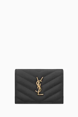 Buy SAINT LAURENT Black Cassandre Matelasse Fragments Flap Card Case in Grain De Poudre Embossed Leather For Women Online Ounass Saudi