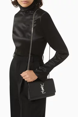 Buy SAINT LAURENT Black Small Kate Chain Shoulder Bag in Grained Leather For Women Online Ounass Saudi