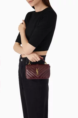 Buy SAINT LAURENT Red College Mini Chain Bag In Shiny
