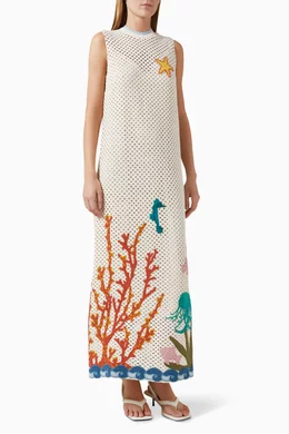 knee length dresses for ladies Alemais Hazel Embroidered Midi Dress White