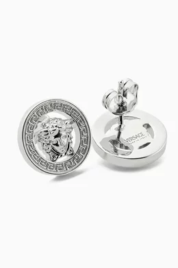 Buy Versace Grey Medusa Stud Earrings in Silver tone Brass For Women Online Ounass Saudi