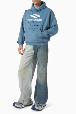 Buy Balenciaga Blue Unisex Layered Medium Fit Hoodie in