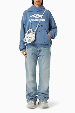 パーカー・フーディ BALENCIAGA Blue cotton oversize sweatshirt Balenciaga - Oversized Logo-Print Loopback Cotton-Jersey