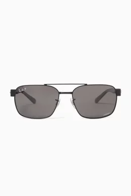 Square Aviator Sunglasses in Metal