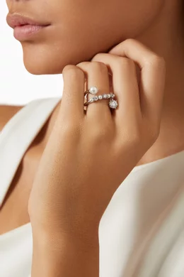 Buy Swarovski White Matrix Pearl Crystal Ring in Rhodium-plated