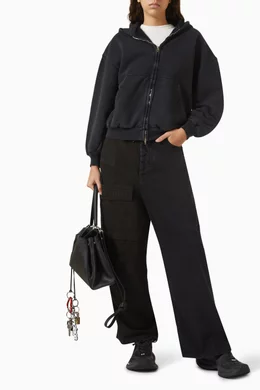 Buy Balenciaga Black Painted Zip-up Hoodie in Archetype Fleece For