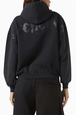 Buy Balenciaga Black Painted Zip-up Hoodie in Archetype Fleece For