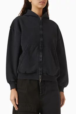 Buy Balenciaga Black Painted Zip-up Hoodie in Archetype Fleece For