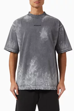 BALENCIAGA Tシャツ　ヴィンテージジャージー　ライトグレー＆ブラック Buy Balenciaga Black Balenciaga Back T-Shirt in Vintage Jersey For