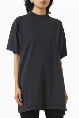 Tシャツ・カットソー Balenciaga T-Shirt Over Painted Black In Vintage Jersey Black 3B Stencil Vintage Jersey Oversized T-shirt by