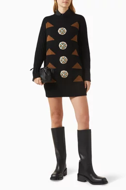 【送料&関税込】Max Mara maracas Dress Buy Max Mara Black Maracas Knit Mini Dress in Wool Blend For