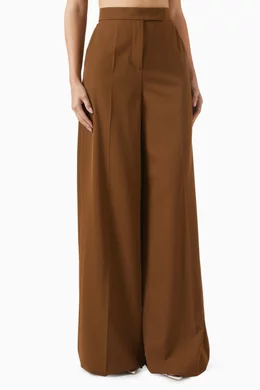 Buy Max Mara Brown Ninfa Wide-leg Pants in Virgin Wool For