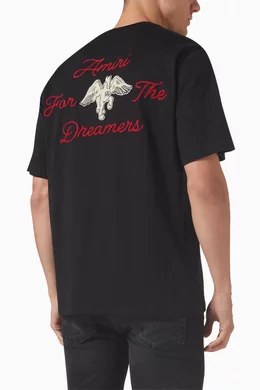 人気 AMIRI Tシャツ Dreamers ペガサス コットン 黒 メンズ Buy Amiri Black Embroidered Dreamers T-shirt in Cotton For