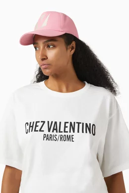 Buy Valentino Garavani Pink Chez Valentino Baseball Cap in Cotton