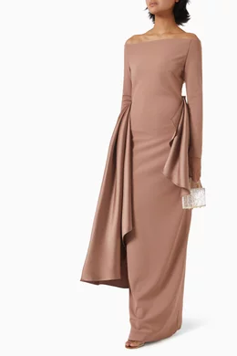 Buy Solace London Brown Kiana Off-shoulder Maxi Dress For Women Online |  Ounass Saudi
