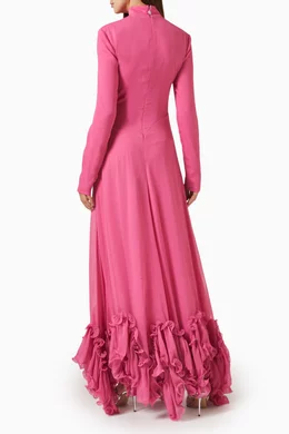 rotate birger christensen asymmetric ruffle maxi dress Buy Pink in Chiffon For Women Online French Connection Whisper Ruth Crafted from luxurious recycled evening event Size:32
