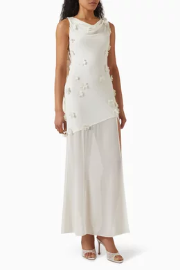rotate birger christensen waterfall maxi dress Maxi Waterfall Dress Light Pink