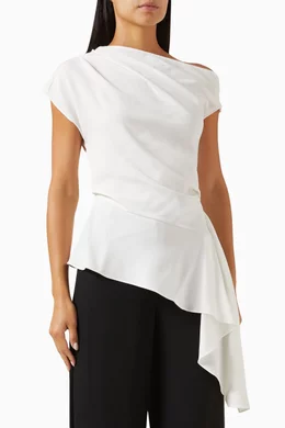 Buy Simkhai White Saskia Draped Top in Crepe For Women