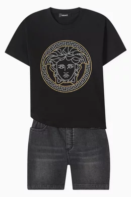 Buy Versace Black Medusa T-shirt in Cotton For Boys Online