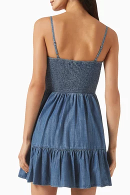 Buy Michael Kors Blue Bustier Smocked Dress in Denim For Women Online |  Ounass Saudi