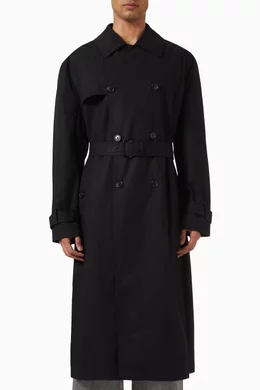 Buy Michael Kors Black Oversized Trench Coat in Cotton For Men