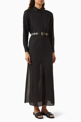 michael kors belted shirt dress Michael Kors Collection Striped Belted Shirt Dress | White