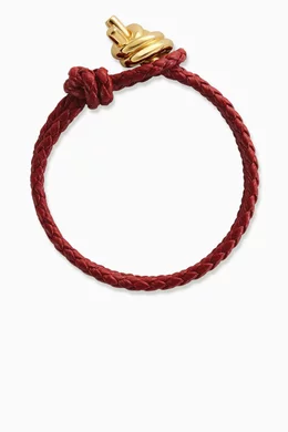 Buy Bottega Veneta Burgundy Knot Bracelet in Braided Leather For