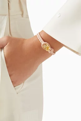 Buy Bottega Veneta Pink Knot Bracelet in Braided Leather For Women