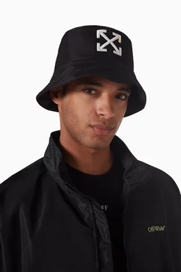 Buy Off-White Black Arrow Bucket Hat in Nylon For Men Online  display picture 2