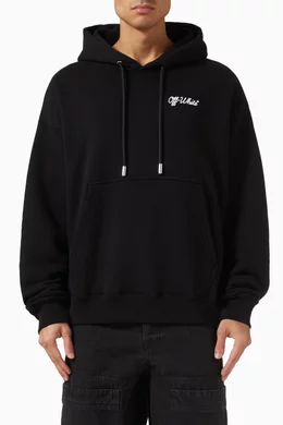 Buy Off-White Black Script Skate Hoodie in Cotton For Men Online