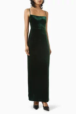 Buy Reformation Green Frankie Dress in Velvet For Women Online | Ounass  Saudi