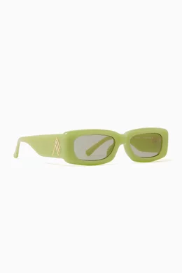 Brand new The Attico x Linda Farrow mini Marfa sunglasses in acid green x Linda Farrow Mini Marfa rectangular sunglasses in green  main image 2