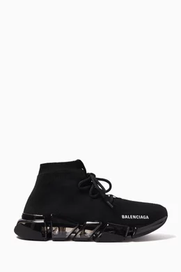 Buy Balenciaga Black Speed Lace-up Clear Sole Sneakers in