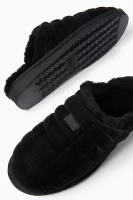 Buy Kith Black Puffed Logo Slippers in Matte Poly-blend For Men