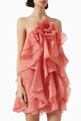 halter layered dress Applique Short Halter Tiered Dress by Poly USA 9600 main image 1