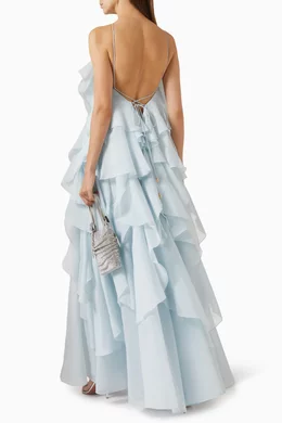 Buy Aje Blue Pandorea Layered-ruffle Maxi Dress For Women Online | Ounass  Saudi