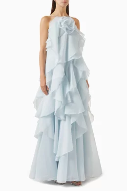 Buy Aje Blue Pandorea Layered-ruffle Maxi Dress For Women Online | Ounass  Saudi