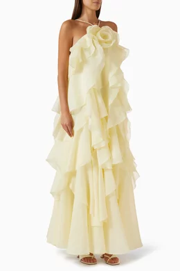 Buy Aje Yellow Pandorea Layered-ruffle Maxi Dress For Women Online | Ounass  Saudi