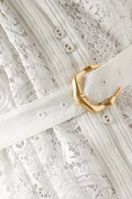 Buy Aje White Laicey Paisley Belted Midi Dress For Women