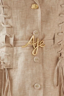 Buy Aje Neutral Morgan Mini Dress in Linen For Women Online | Ounass Saudi