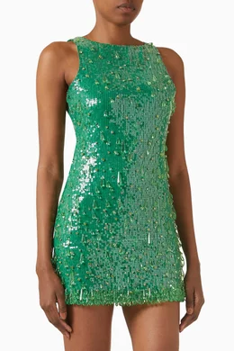 Buy Leslie Amon Green Gem Sequin-embellished Mini Dress For Women Online |  Ounass Saudi