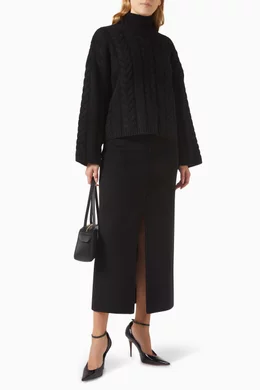 Buy Soft Goat Black Cable-knit Sweater in Cashmere For Women