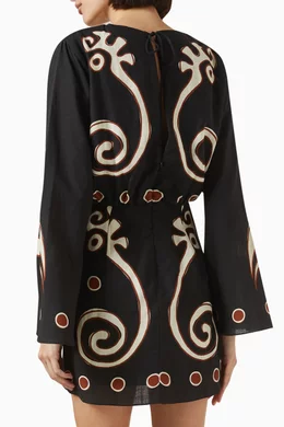 cala de la cruz loura mini dress Buy Cala de La Cruz Black Loura Printed Mini Dress in Linen For Women  Online