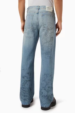 Buy Dom Rebel Blue Bones Bootcut Jeans in Cotton-denim For Men